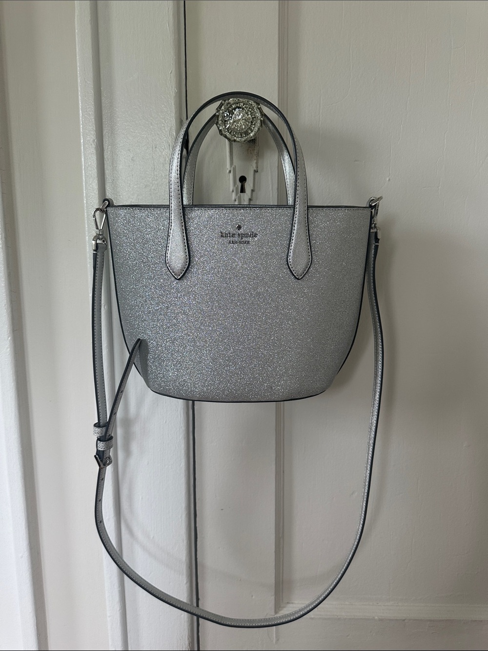 kate spade Silver Glitter Crossbody Tote